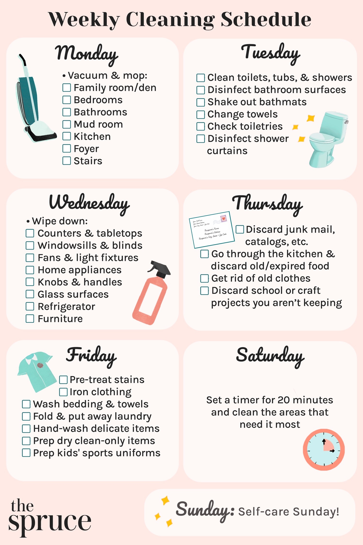 Give the home office a cleaning checklist: Spread cleaning across the week
