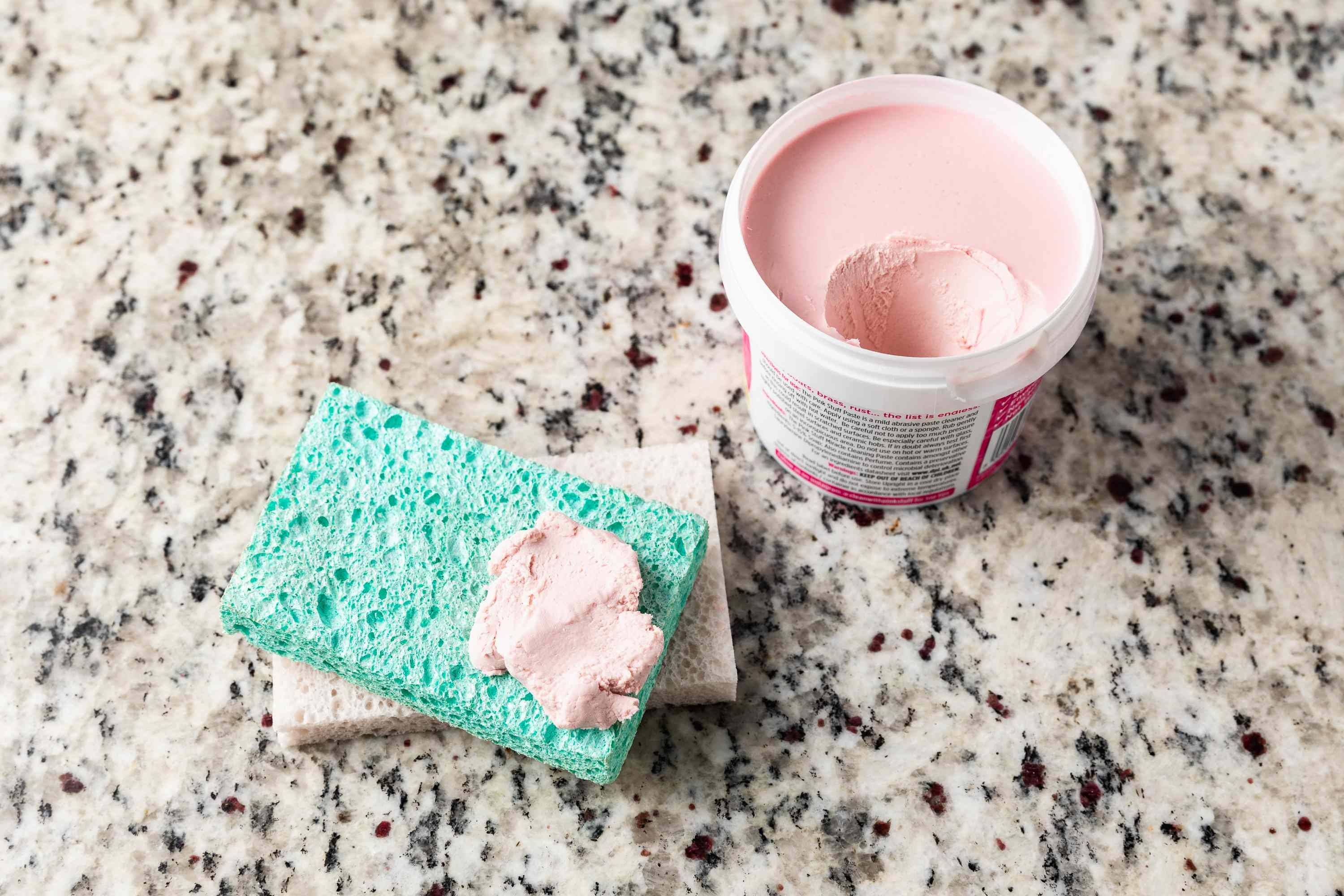 Spot test a suitable cleaning method first: Test abrasive paste before treating a whole surface
