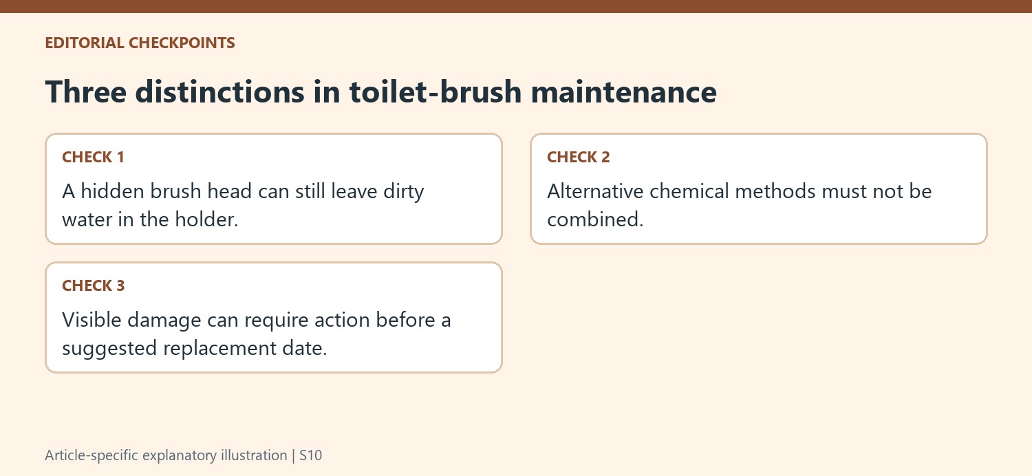 Three distinctions in toilet-brush maintenance