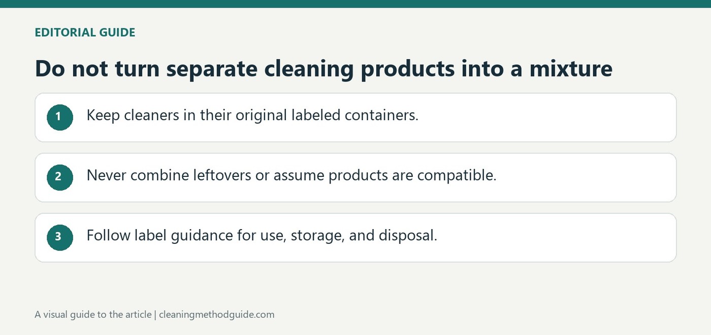 Do not turn separate cleaning products into a mixture