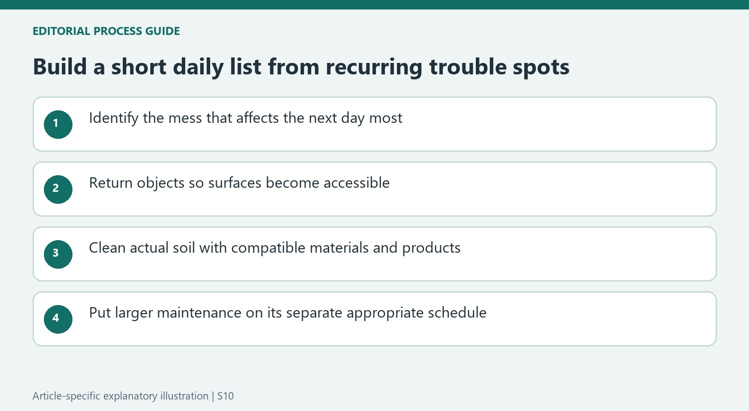 Build a short daily list from recurring trouble spots