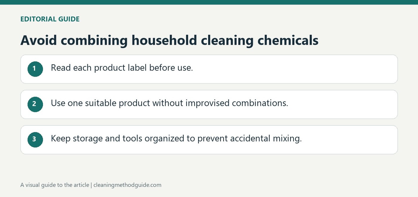 Avoid combining household cleaning chemicals