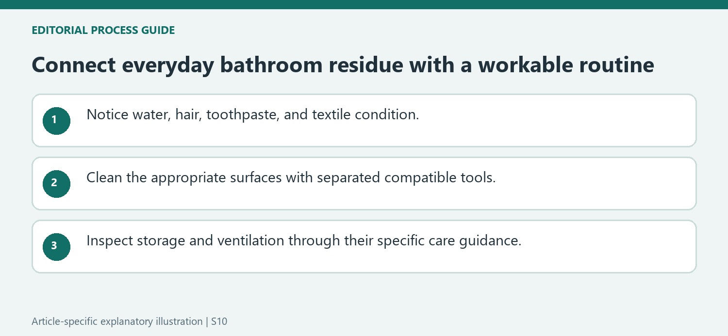 Connect everyday bathroom residue with a workable routine
