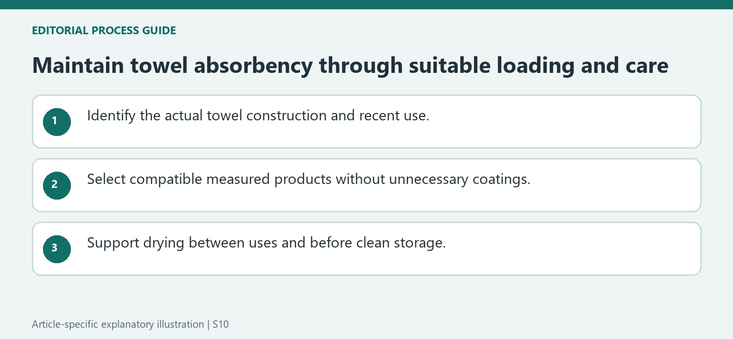 Maintain towel absorbency through suitable loading and care
