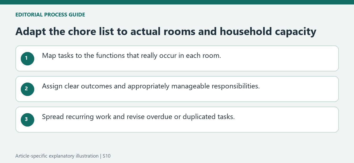 Adapt the chore list to actual rooms and household capacity