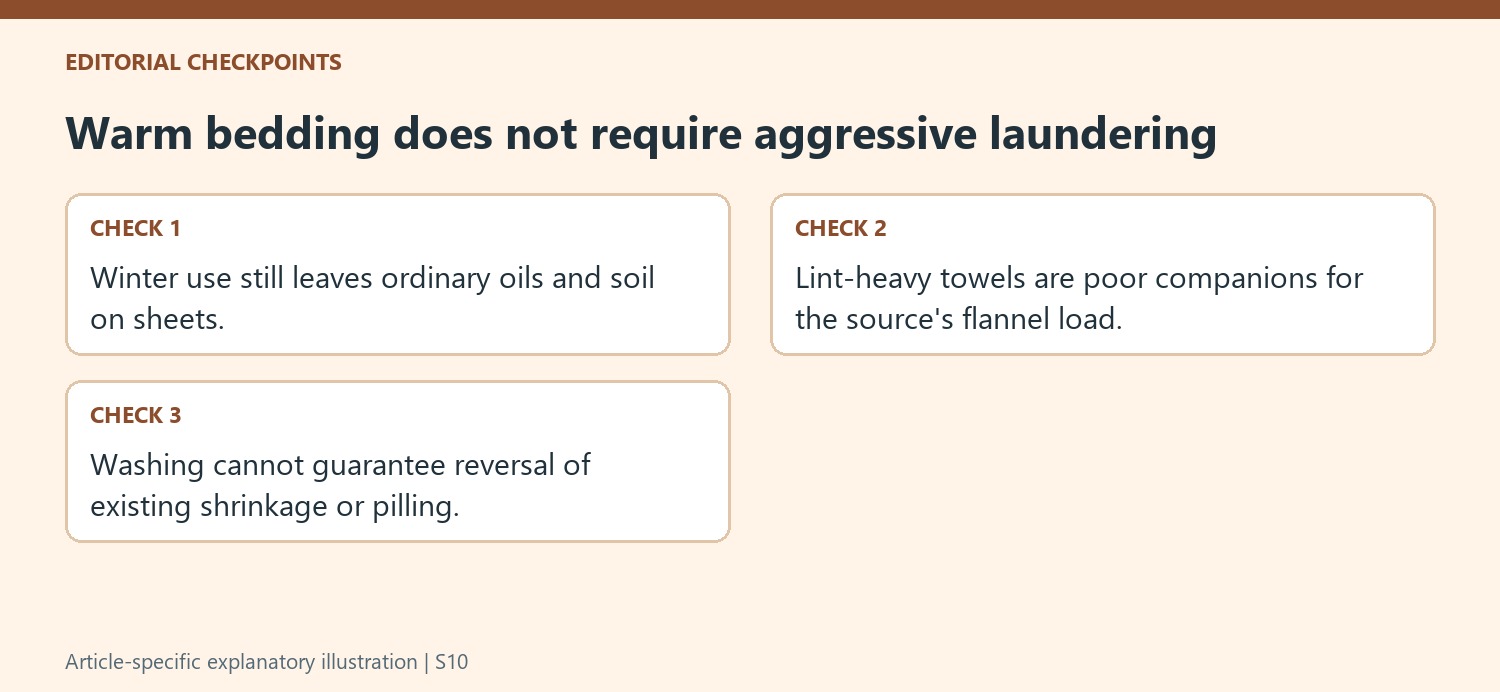 Warm bedding does not require aggressive laundering
