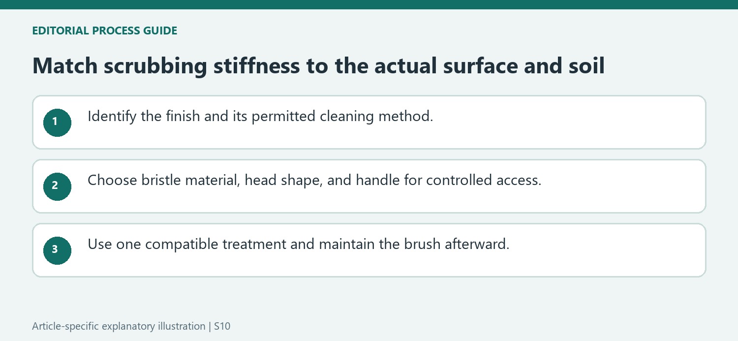 Match scrubbing stiffness to the actual surface and soil