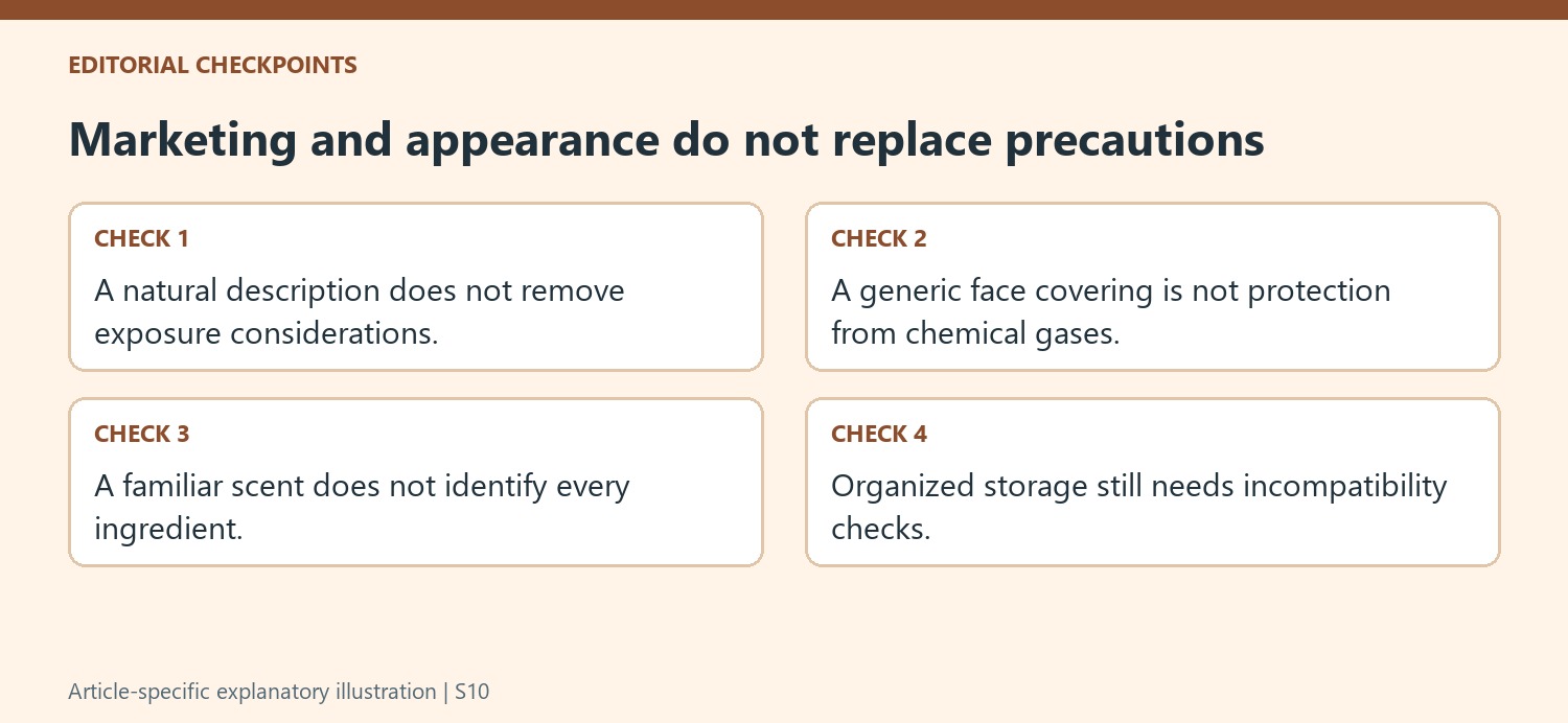 Marketing and appearance do not replace precautions
