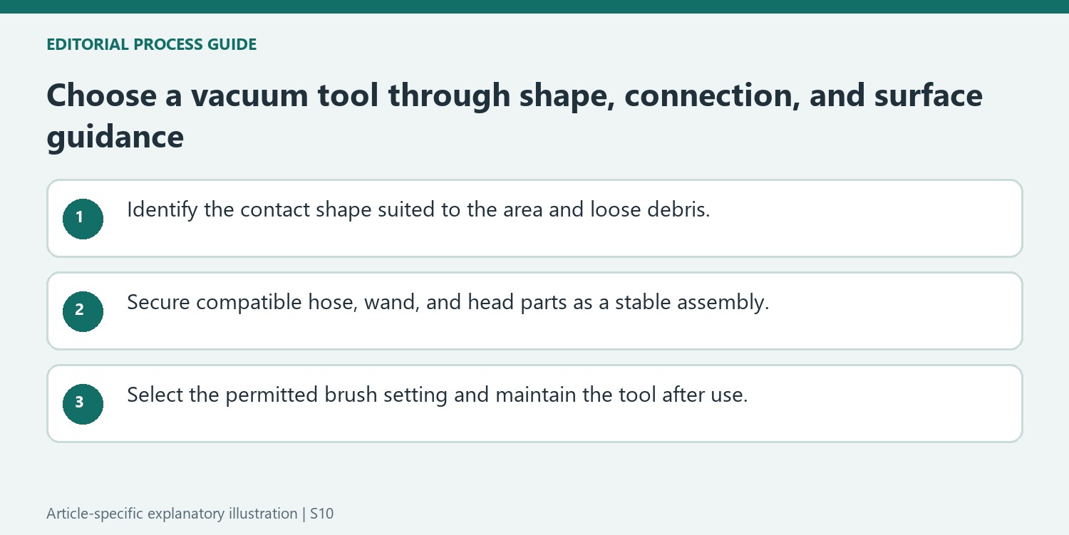 Choose a vacuum tool through shape, connection, and surface guidance
