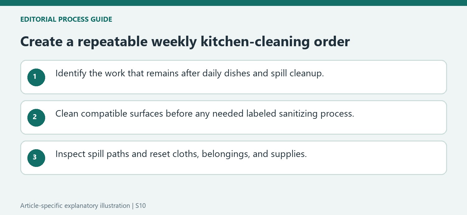 Create a repeatable weekly kitchen-cleaning order