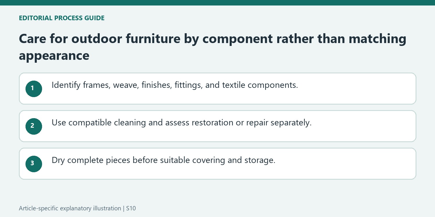 Care for outdoor furniture by component rather than matching appearance