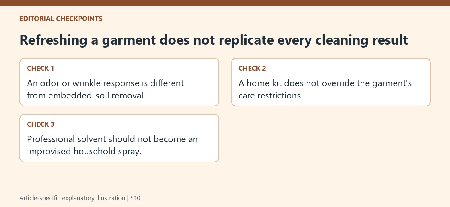 Refreshing a garment does not replicate every cleaning result