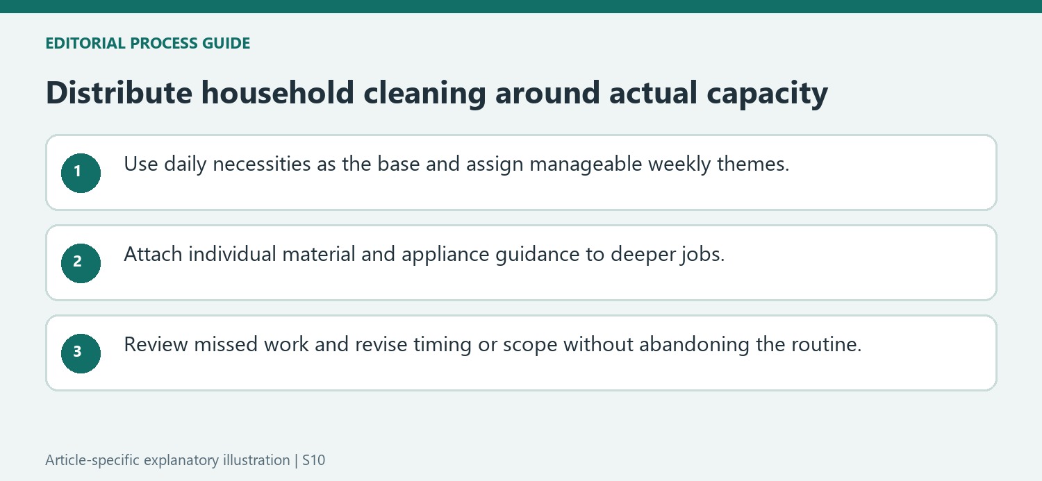 Distribute household cleaning around actual capacity