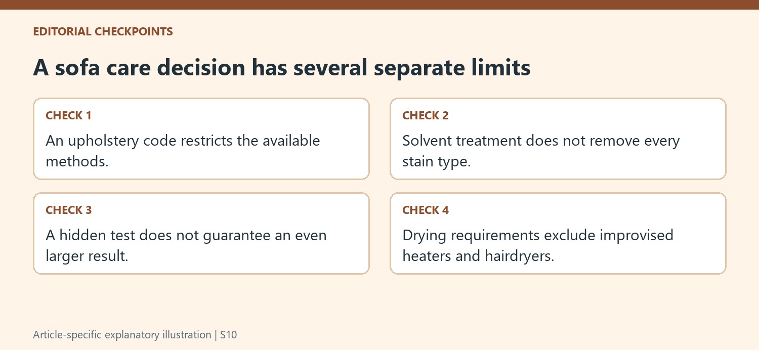 A sofa care decision has several separate limits