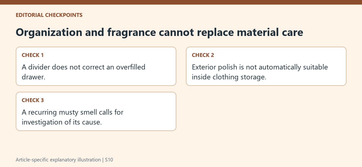 Organization and fragrance cannot replace material care