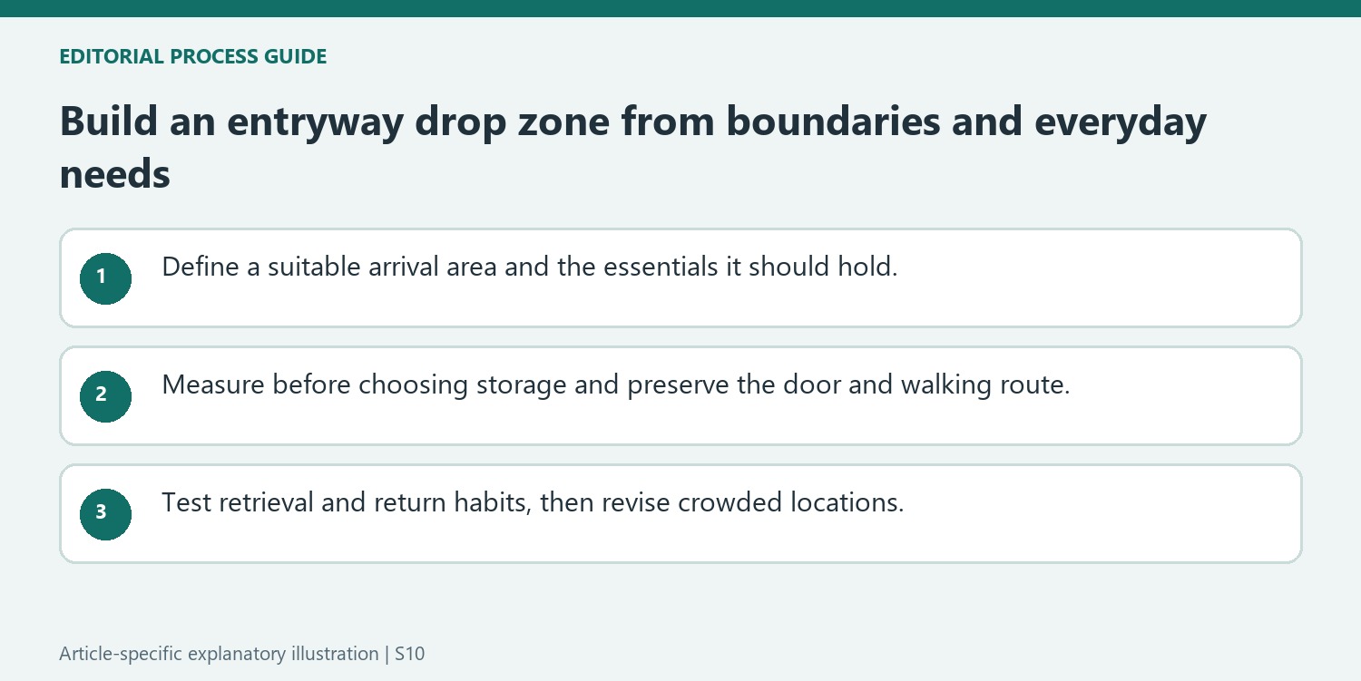 Build an entryway drop zone from boundaries and everyday needs