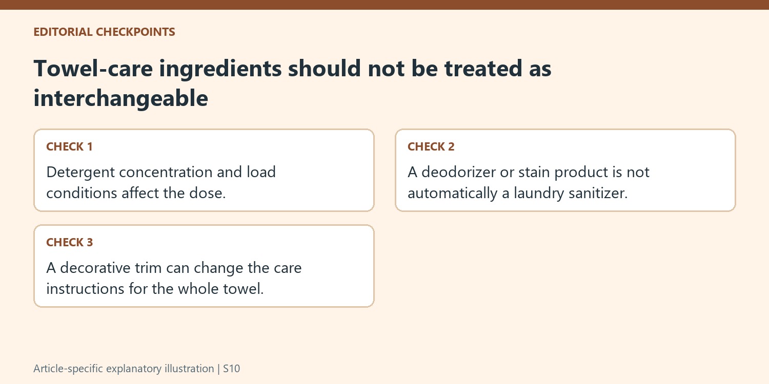 Towel-care ingredients should not be treated as interchangeable