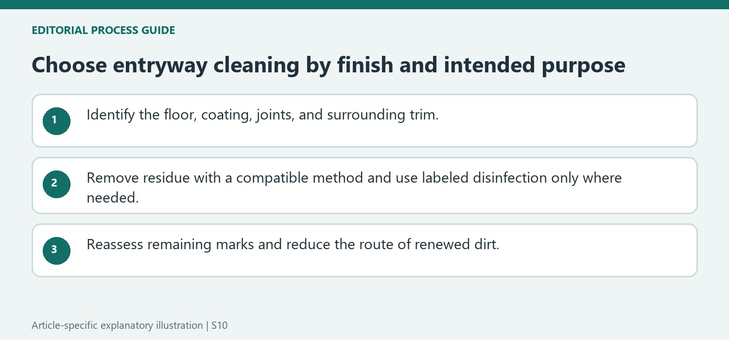 Choose entryway cleaning by finish and intended purpose