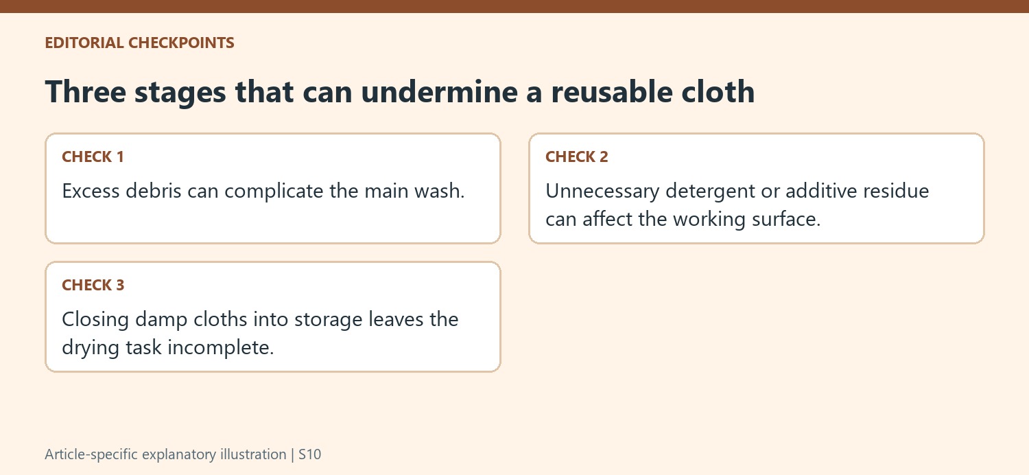 Three stages that can undermine a reusable cloth