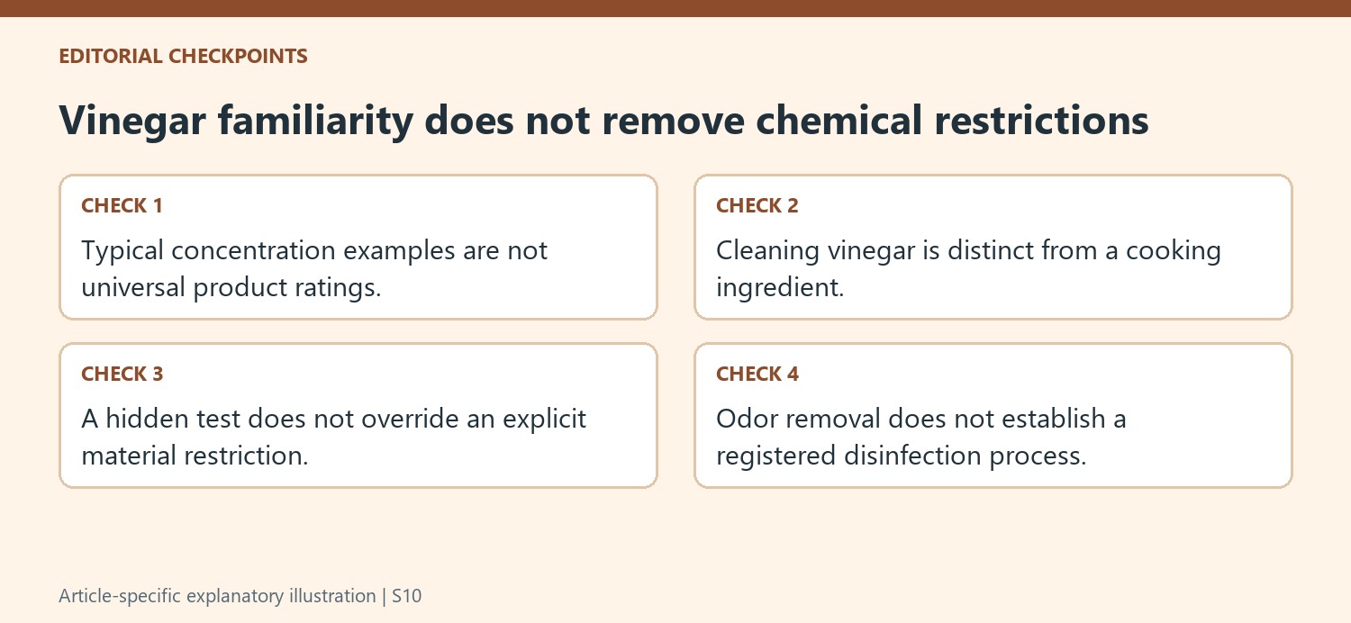 Vinegar familiarity does not remove chemical restrictions