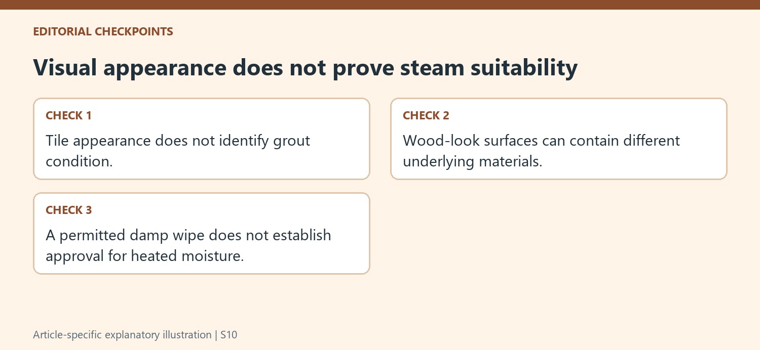 Visual appearance does not prove steam suitability